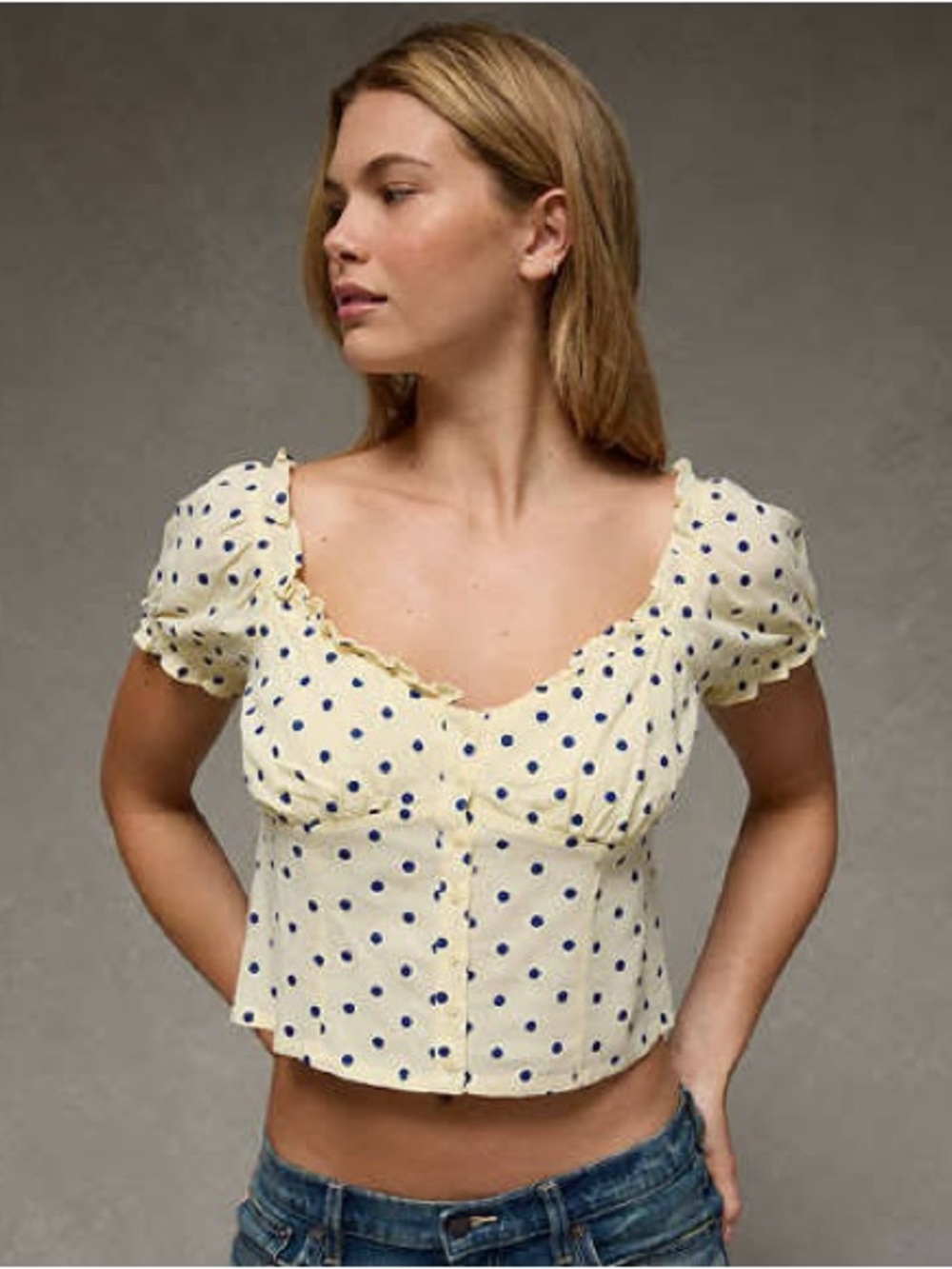 American Eagle Short Sleeve Corset Top